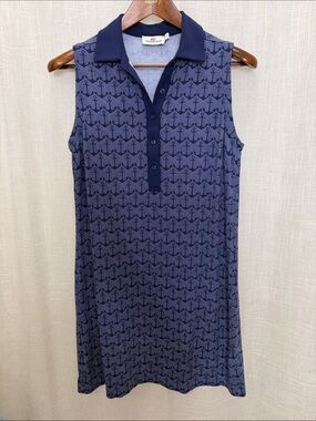 Vineyard Vines Sleeveless Blue & White Anchor Print Dress Size Small